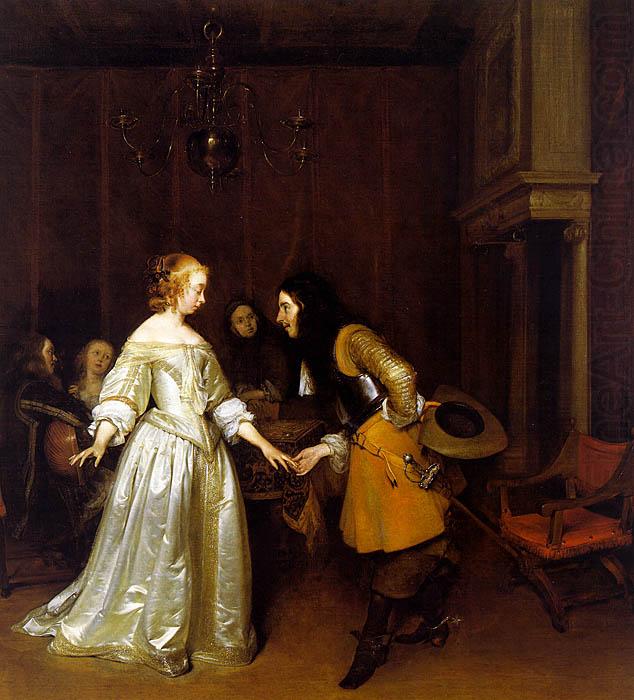 Gerard Ter Borch An Officer Making his Bow to a Lady china oil painting image
